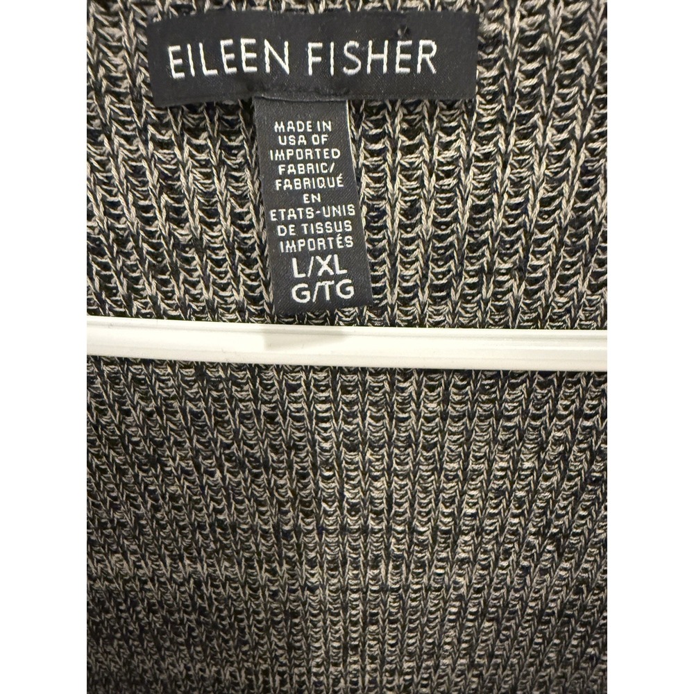 Eileen Fisher Tan/Black Long Short Sleeve Open‎ Cardigan Size L/XL - Picture 3 of 5